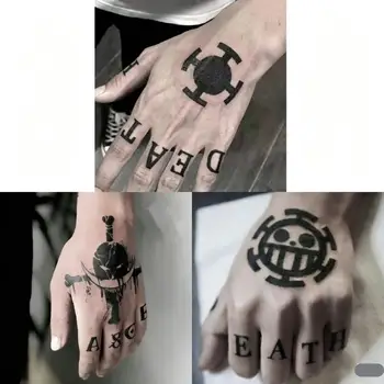 Adesivo per Tatuaggio Temporaneo Impermeabile di Trafalgar Law di One Piece - Juice Ink per Mani, Braccia, Cosplay, Decorazione, Regalo