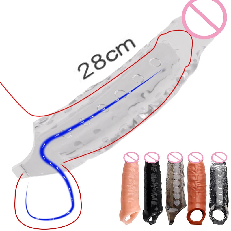 Penis-Extender, verzögerte Ejakulation, Penisverlängerung, Penisvergrößerung, Penisring, Penisverlängerung, große Penishülle, wiederverwendbar, Erwachsene ab 18 Jahren