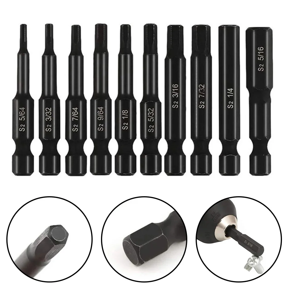 

Durable Screwdriver Bit Magnetic 10Pcs 58-60HRC Alloy Steel Drill Bits Electric Screwdriver Hex Drill Bits Hex Head