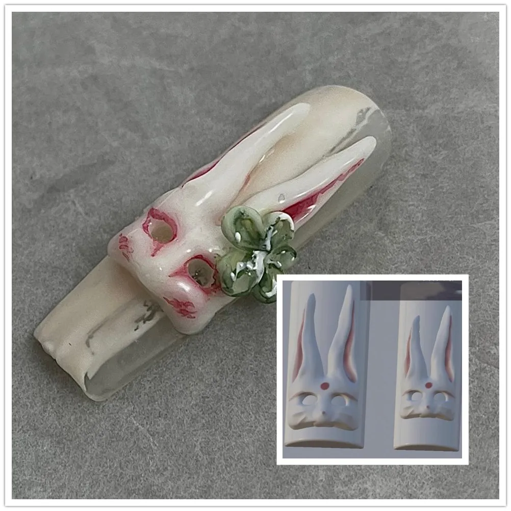1pc  Cat Ears Rabbit Ears 3D Acrylic Nail Mold Nail Art Decorations Silicone Nail Mold Nail Accessories 6