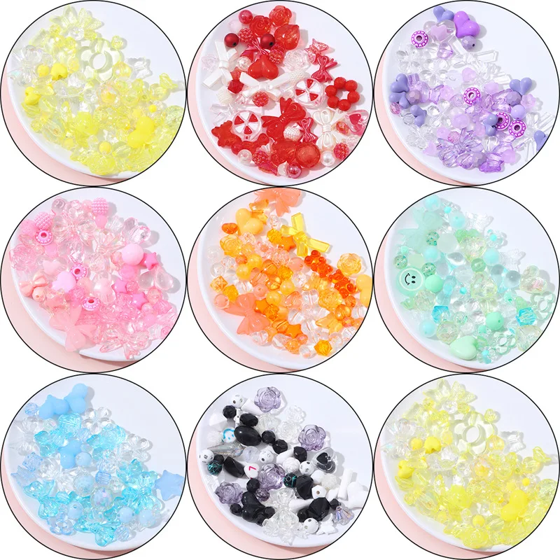 Mixing Vintage Baroque Acrylic Beads Style Spring Color For Children DIY Handmade Bracelet Jewelry Making Accessories