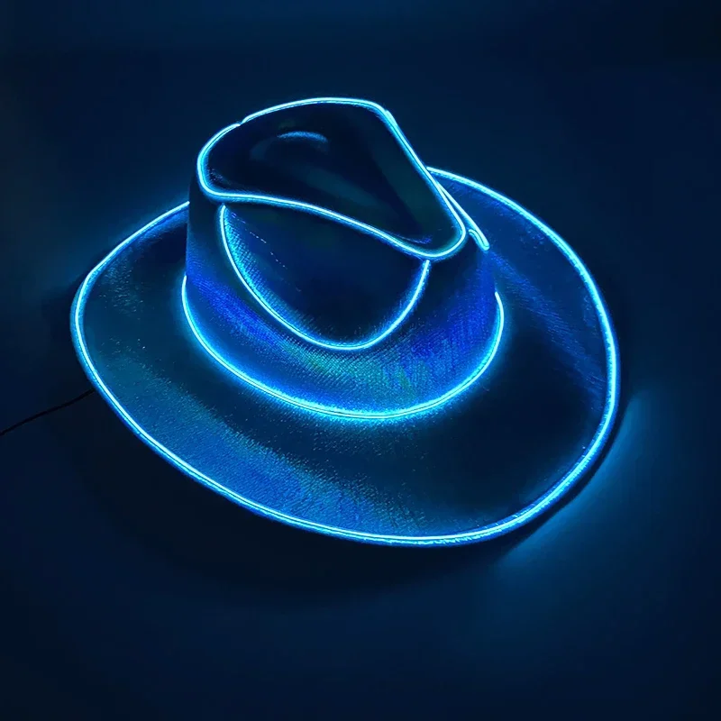 Description Picture 4 of itemHalloween Rave Glowing Light Up Bar Mexican Hat LED Luminous Cowboy Cap Bachelor Party Props Neon Hat Festival Supplies