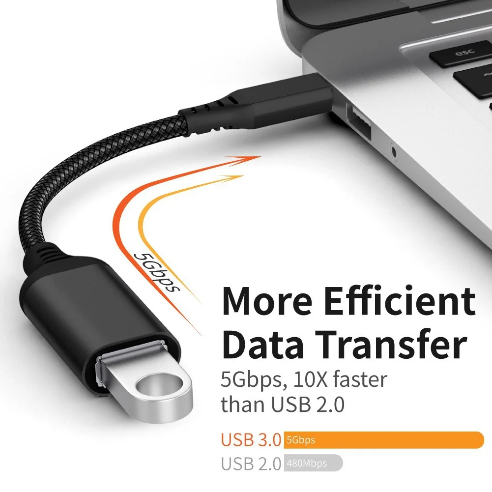 안드로이드 스마트폰 태블릿용 OTG 타입 C 케이블 USB C to USB 3.0 A 여성 어댑터 변환기