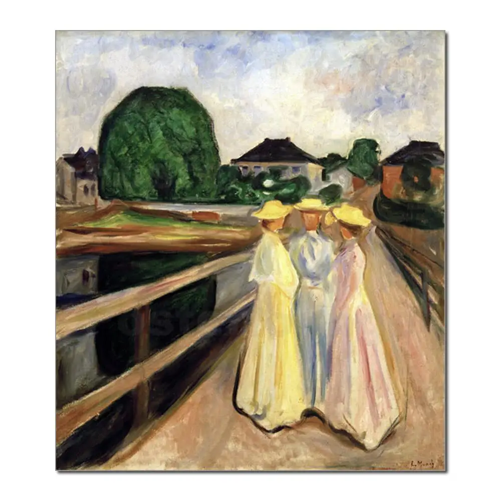 

Девушки на пирсе от Edvard Munch, художественная живопись на холсте, высокое качество, ручная роспись