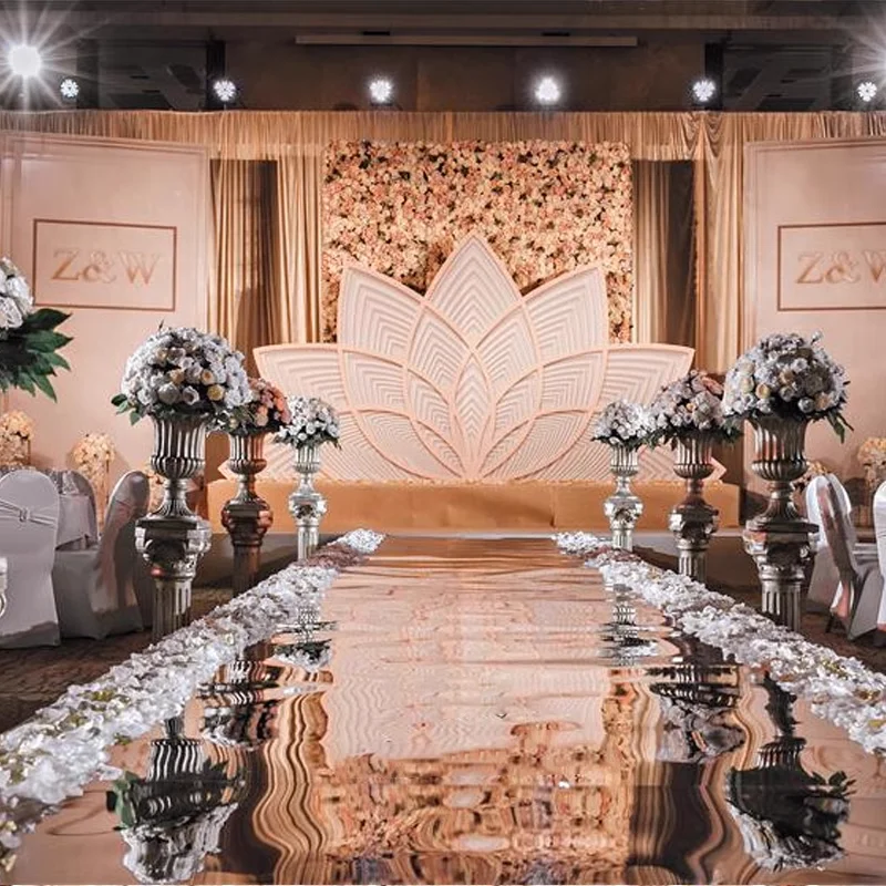 Fashion Size Customization Shine Silver Mirror Carpet Wedding Aisle Stage Rug Home Wall Holiday Party Table Decoration Panel