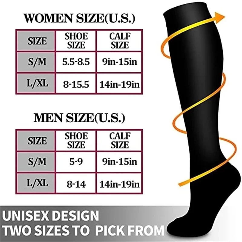 Varicose Compression Socks Blood Circulation Knee Length Elastic Socks Gym Outdoor Marathon Cycling Natural Hiking Sports Sock
