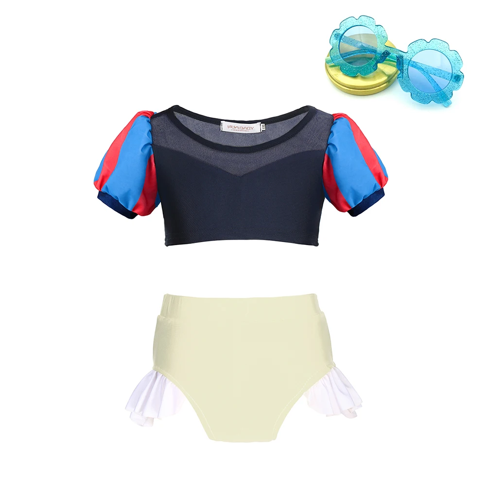thumbnail image 1 of Disney-traje de baño de La Sirenita Ariel para niña, conjunto de 2 piezas de Minnie Mouse, princesa Blancanieves, Rapunzel, Bikini para playa, 1 of 5