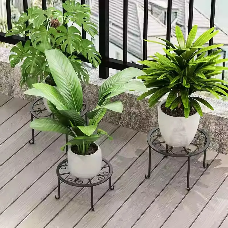 Plant Stand Metal Flower Pot Base Holder Stool For Home Garden Indoor Outdoor Flower Plant Display Free Standing Bonsai Holder