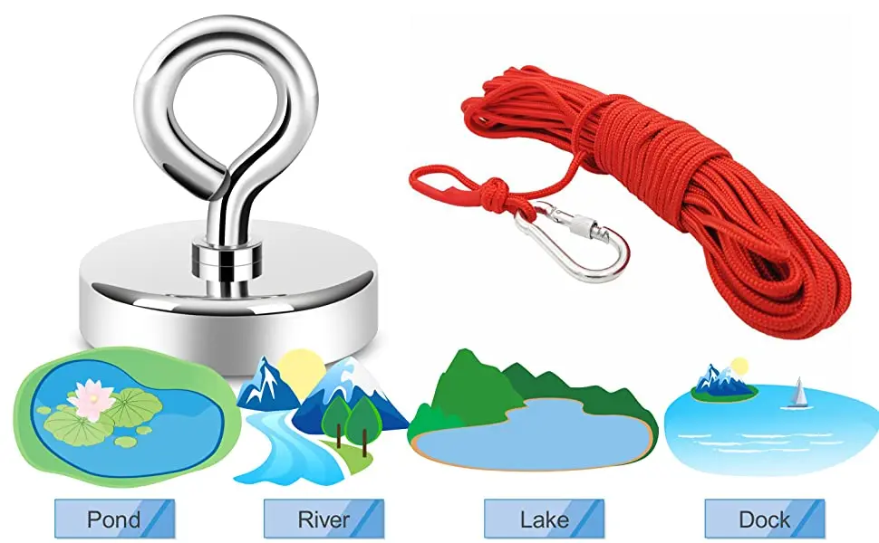 Description Picture 4 of item10Pcs Super Strong Fishing Magnet Neodymium Salvage Magnet Heavy Duty Industrial Magnets Multi-Purpose Magnetic Hooks for Office