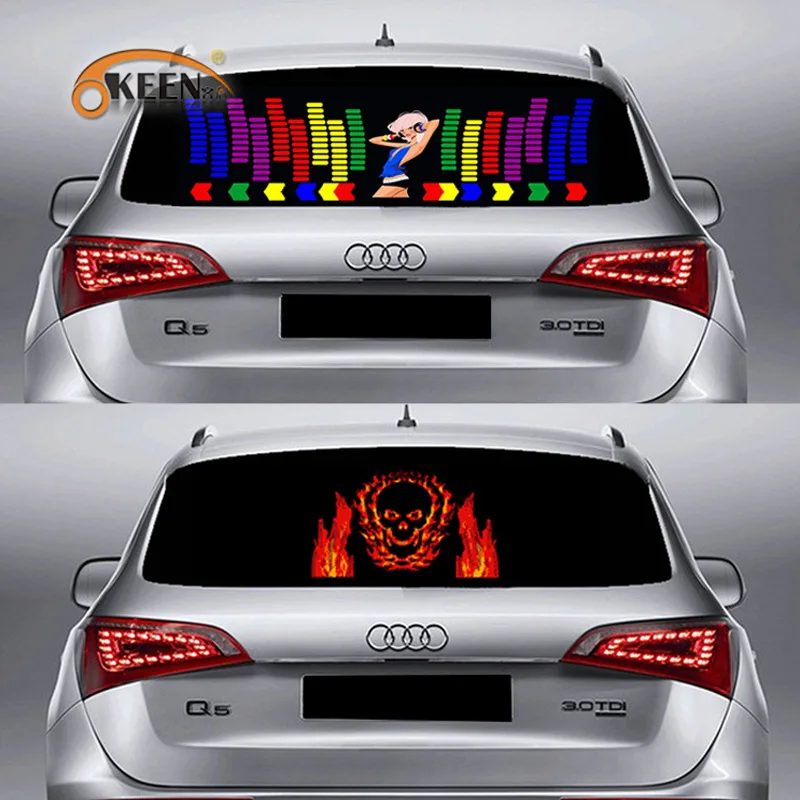 Car Music Rhythm Lamp Windshield LED Sound Activated Equalizer Neon EL Light Music Rhythm Flash Creative Rear Window Sticker DIY