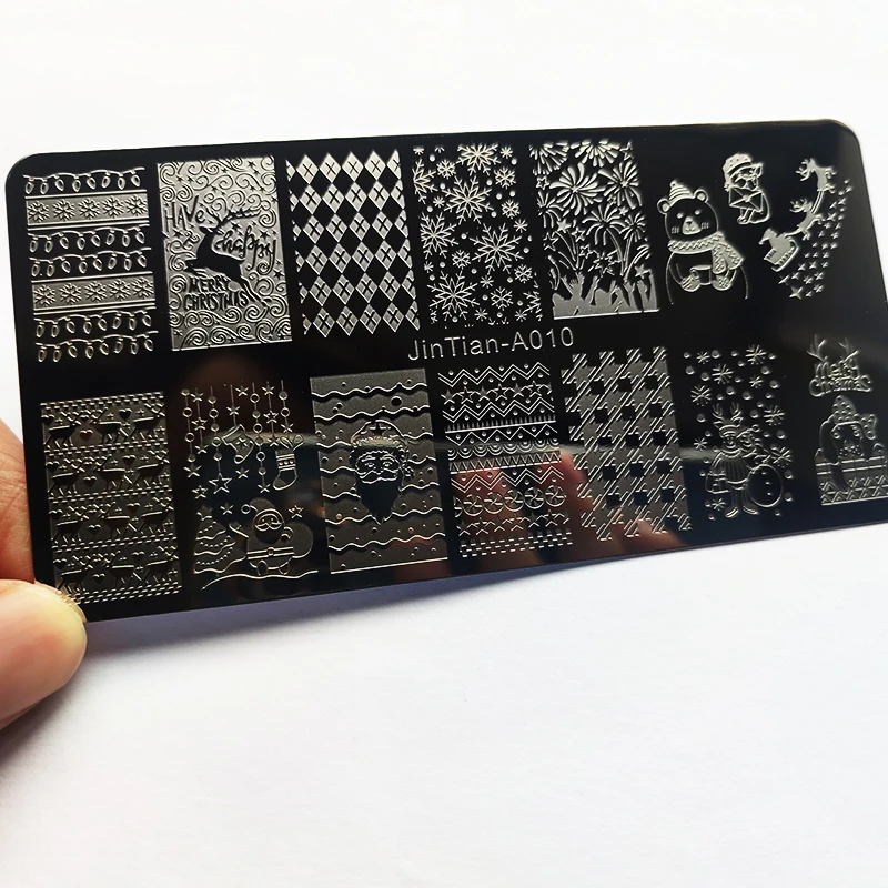 Description Picture 5 of itemChristmas Nail Stamping Plate Winter Nails Design Nail Art Printing Stencils Nail Stamp Templates Snowflake Nail Template Tools