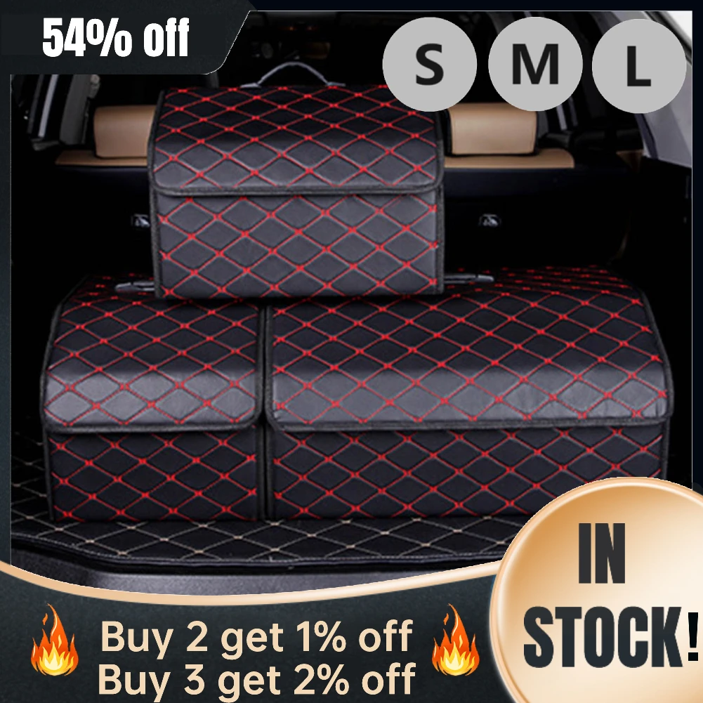 Car Trunk Organizer Box Large Capacity Leather Storage Bag Stowing