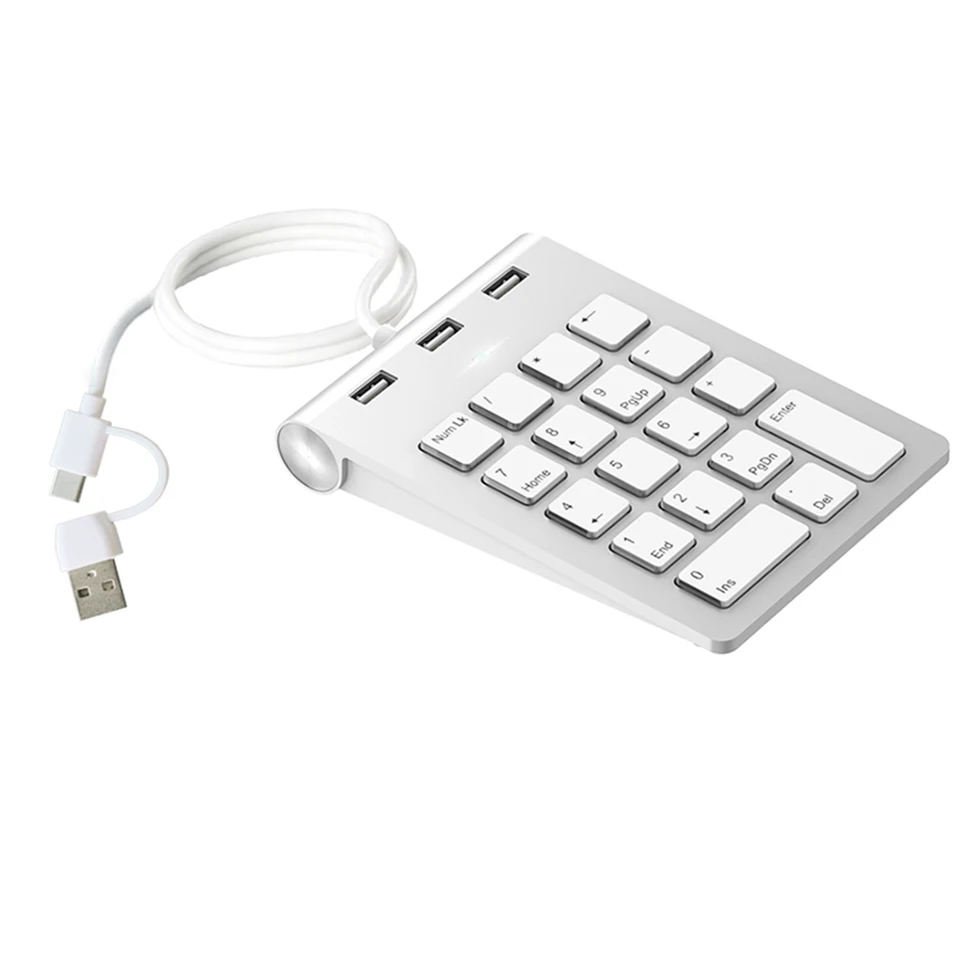 USB Type C Wired 18 Key Numeric Keypad Hub
