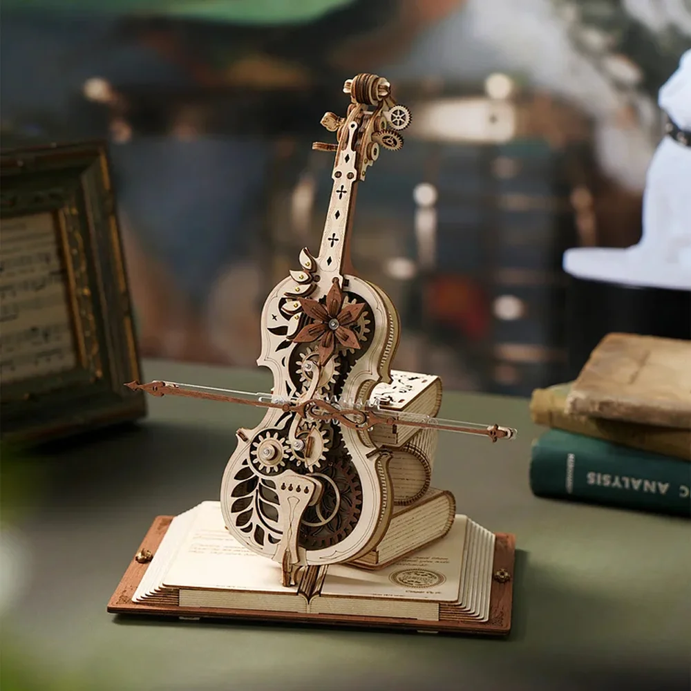 Robotime Wooden Music Box Puzzles AMK63 Magic Cello House Warming Musical Gift Hobby Kit Toy Home Decor for Adults Teens 2