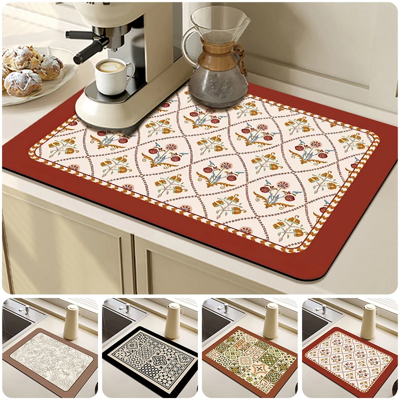 Super Absorbent Drain Pad Dish Drying Mat Kitchen Tableware Drainer