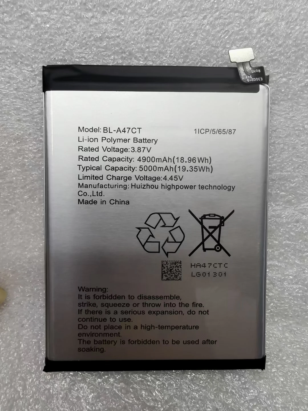 

3.87V Original Spot 5000mAh Gplus BL-A47CT Replacement Phone Battery