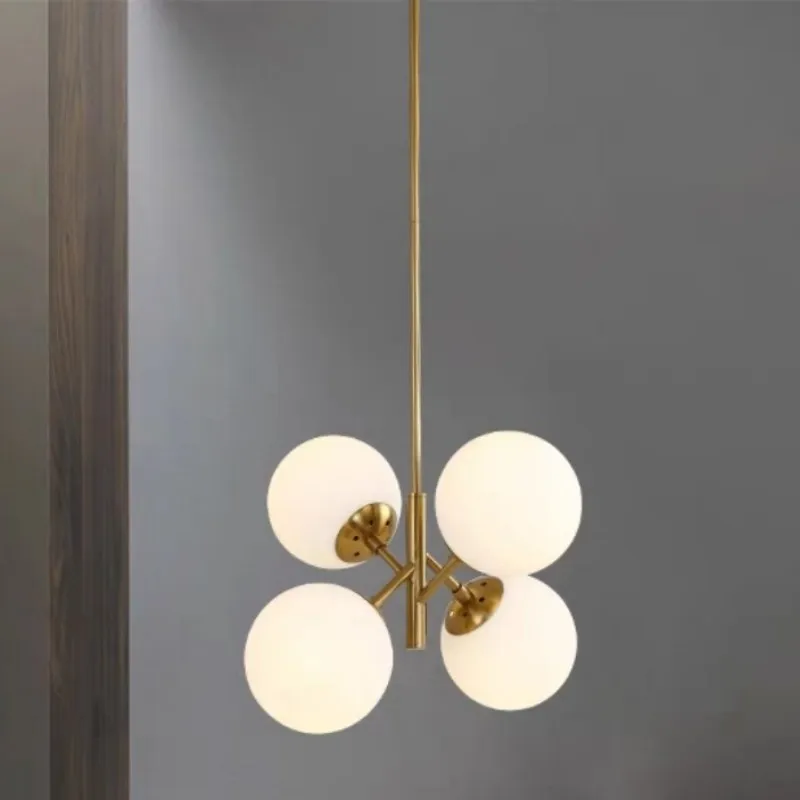Milky White Glass Round Ball Chandeliers Nordic Magic Bean Bubble Ball Lamps Living Room Bedroom Bedside Dining Table Chandelier