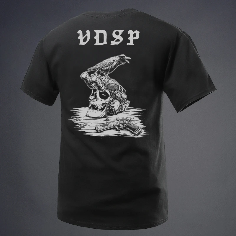 Summer military wind NO WAR Raven signal VDSF round neck short sleeve T-shirt loose and comfortable
