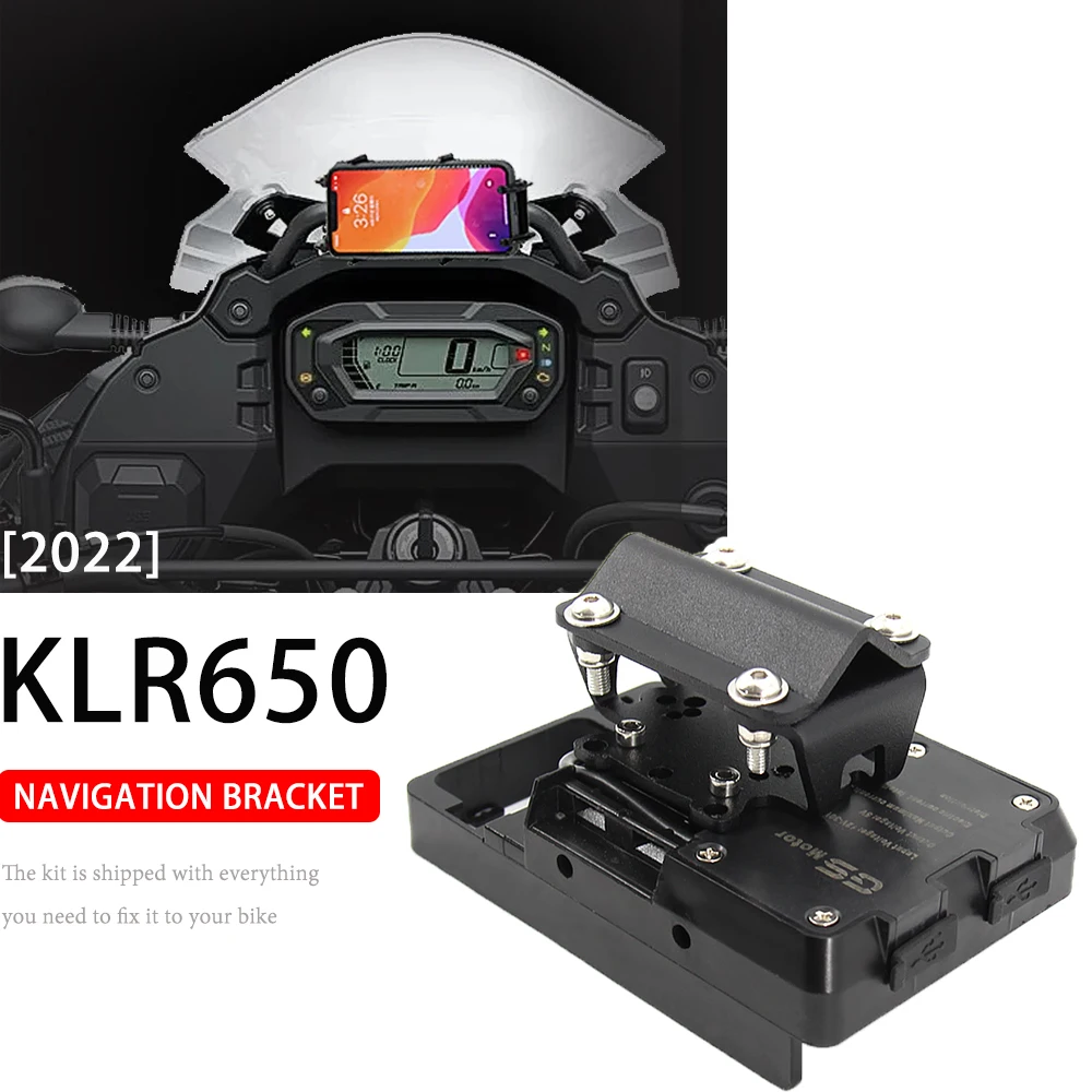 

New Navigation Bracket For KAWASAKI KLR650 KLR klr 650 2022 - GPS Smart Phone Mount Adapter Mounting Holder Support