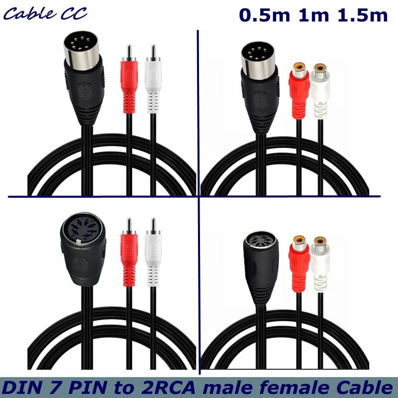 Vendita Calda Cavo Midi 7 Pin Din Coppia 2 Doppia Rca Maschio A Femmina Spina Cavo Audio 1.5M Din 7 Per Cavo Femmina 2Rca Migliore Qualità