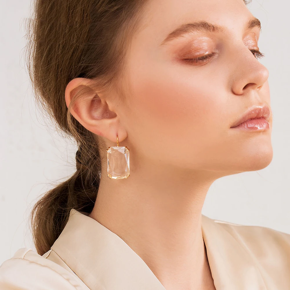 Transparent Resin Pendant Hanging Earring For Women Bohemia Trendy Geometric Square Acrylic Drop Dangle Earrings Wedding Jewelry 2