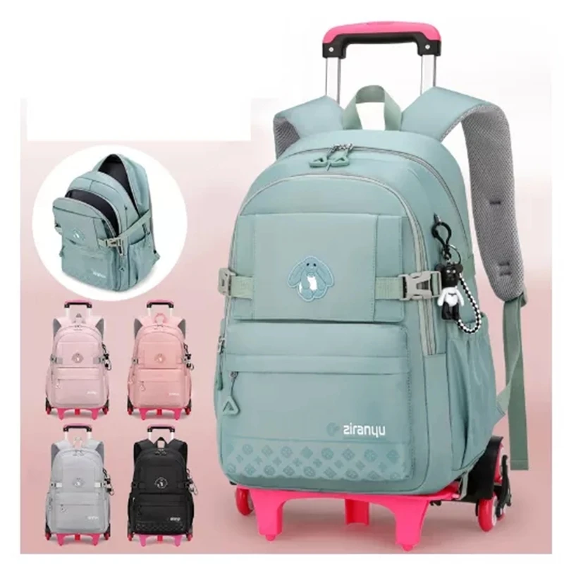 

School Wheeled Backpack for Kids Girls Rolling Backpacks Bag Child Orthopedics School Backpack On wheels Trolley Travel Bags Sac