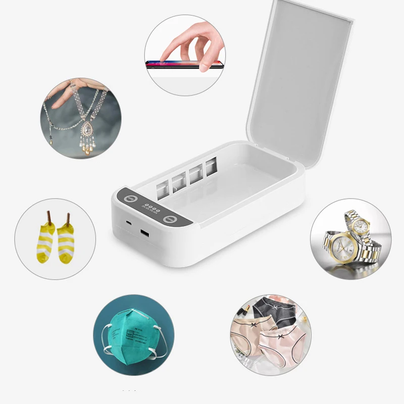 Mobile Phone Charger Disinfection Box UV 9W Multifunctional Wireless Fully Sealed White Cleaning