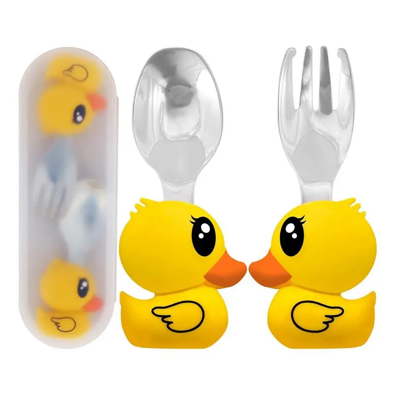 

Children Utensil Stainless Steel Baby Cartoon Tableware Set Toddler Dinnerware Cutlery Cartoon For Food Feeding Spoon Fork