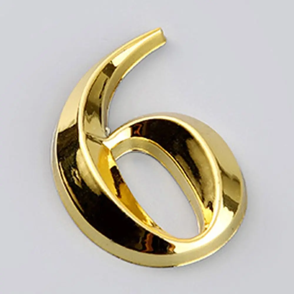 3D Door Number ABS Injection Molding Electroplating Plate Digits 0 To 9 Golden Door Self Adhesive Street Sticker Outdoor