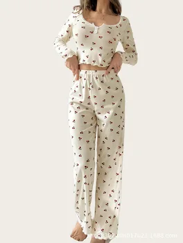 طقم بيجامة نسائي ملابس نوم للنساء بيجامات بأكمام طويلة طقم منزلي للسيدات أطقم Pj للسيدات ملابس منزلية ملابس نوم ثوب نوم 5