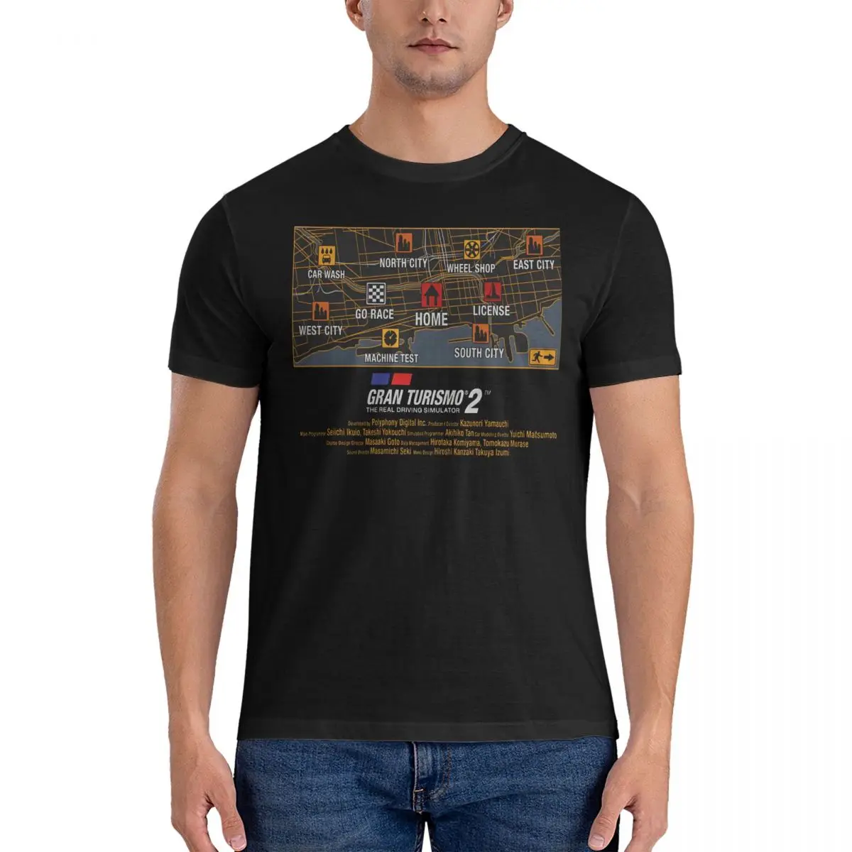 T-Shirt Da Uomo Gran Turismo 2 Menu Principale-Mappa Novità Maglietta In Puro Cotone Maglietta Manica Corta Gran Turismo O Collo Top Stampati