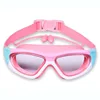 Kids Swim Goggles with Silicone Earplugs Anti-Fog Waterproof Large Frame Swimming Pool Eyewear Water Sports Glasses for Children