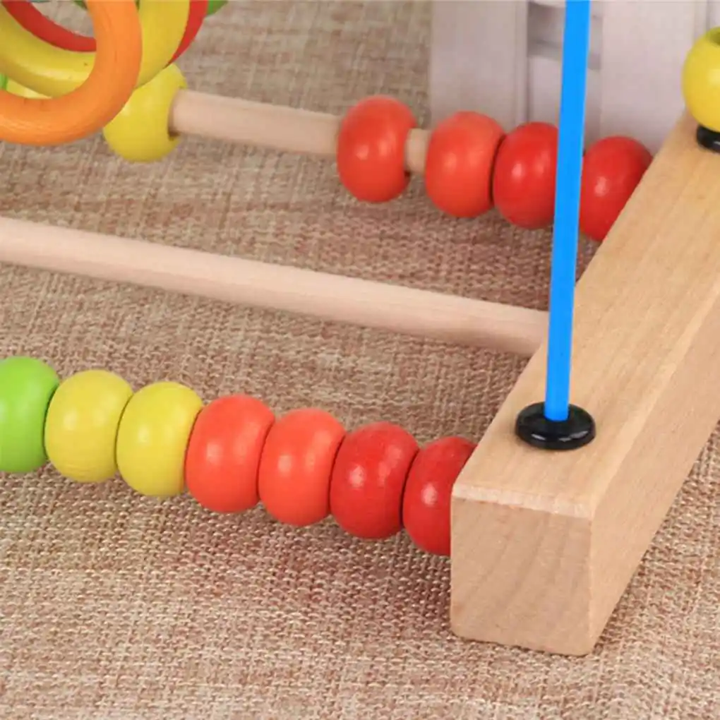 

Counting Circles Bead Abacus Wire Maze Wooden Roller Coaster Educational Toys for Baby Kids Children