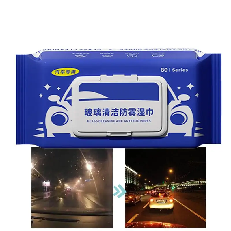 

Car Window Wipes Car Glass Wipes Cleaning Tissues & Cloths Portable 80pcs Auto Glass Cleaner Car Accessories For Rearview Mirror