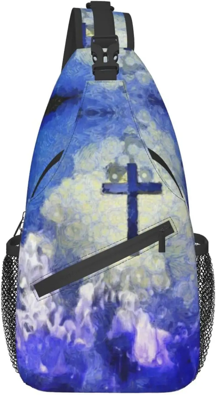 

Christian Jesus Sling Bag Crossbody Chest Daypack Fashion Jesus Cross Casual Backpack Shoulder Bags for Women Men One Size