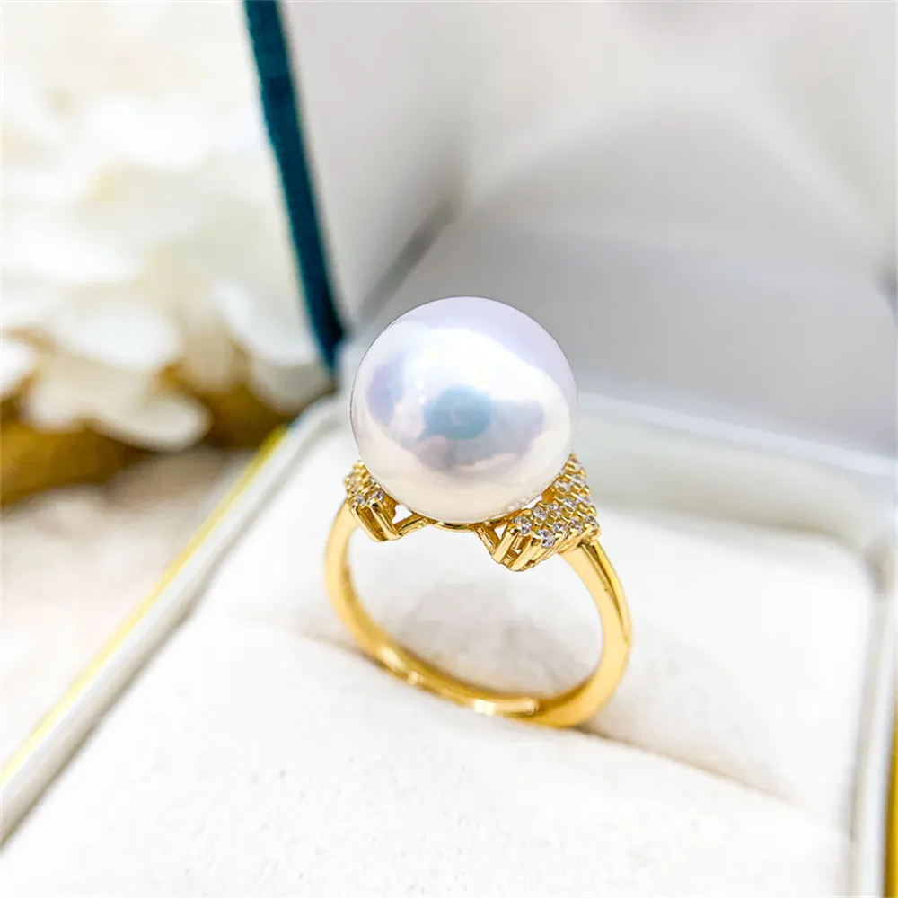 

Classic Rings Resizable Design Rings Base 18K Gold-Plating Pearl Rings Settings Women DIY Pearl Rings Accessory No Pearl