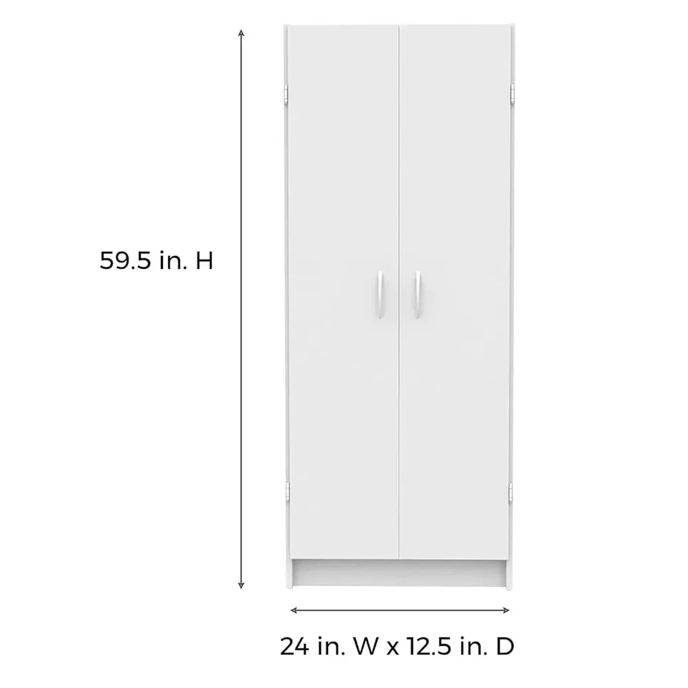 Pantry Cabinet Cupboard with 2 Doors, Adjustable Shelves, Standing, Storage for Kitchen, Laundry or Utility Room, White 3