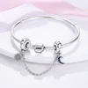Silver Clasp 925 Sterling Silver CZ pave Clip Charms Daisy Beads Stopper Safety Chain fit Original Bangle Bracelet Jewelry Clip 4