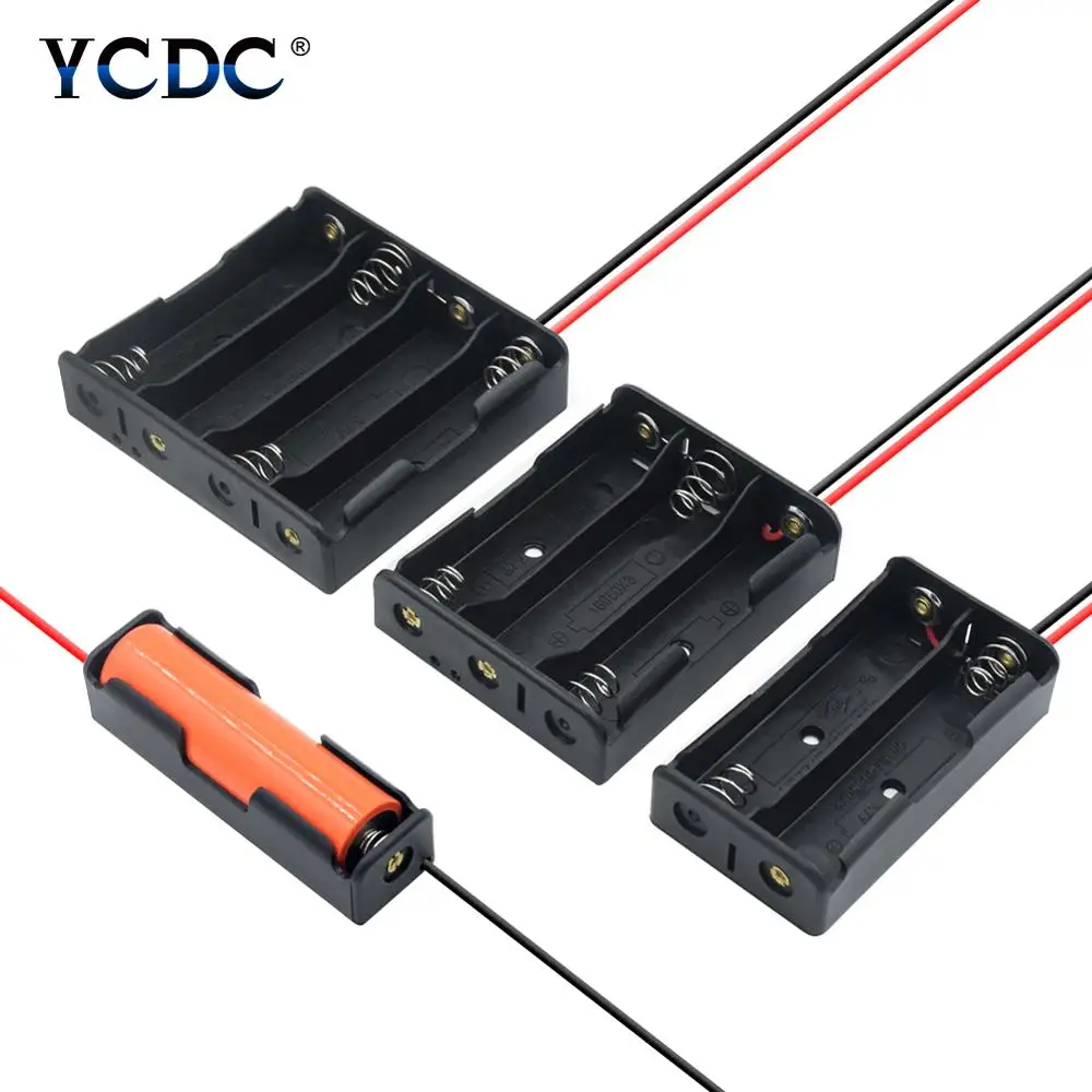 YCDC 4/3/2/1x 18650 Battery Case Storage Box DIY 1 2 3 4 Slot Way Batteries Clip Holder Container With Wire Lead Pin Power bank |