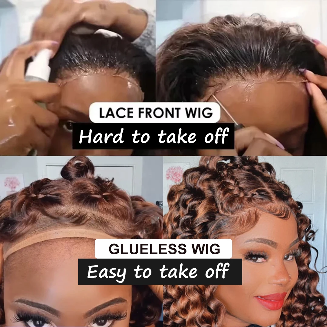7x5 Wear And Go Glueless Wigs Highlight Brown Loose Wave Wigs Human Hair 4x4 Lace Closure Wig Invisible Strap 360 Glueless