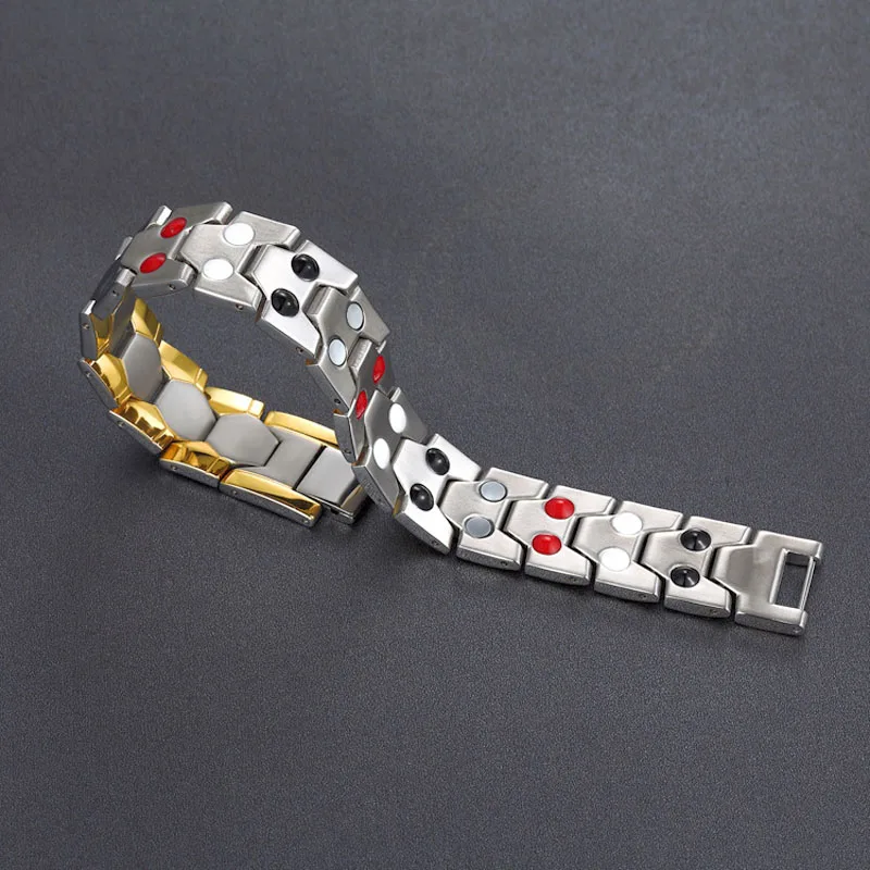 Health Magnetic Therapy Bracelet Men Black 316L Stainless Steel 4 Elements Bracelets & Bangles Jewelry Drop-Shipping