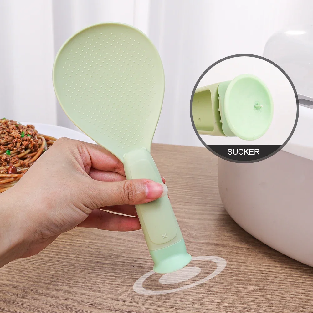 Suction Cup Kitchen Bear Rice Spoon Can Stand Upright Non-stick Rice Cooker Scoop High Temperature Resistance Kitchen Tools silicone kitchen utensils silicone cooking spoon