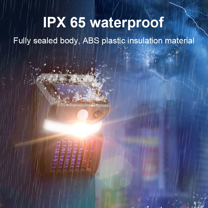 2 IN 1 LED Solar Mosquito Killing Wall Lamp Outdoor Ultraviolet Electric Shock Mosquito Killing Lamp Garden
