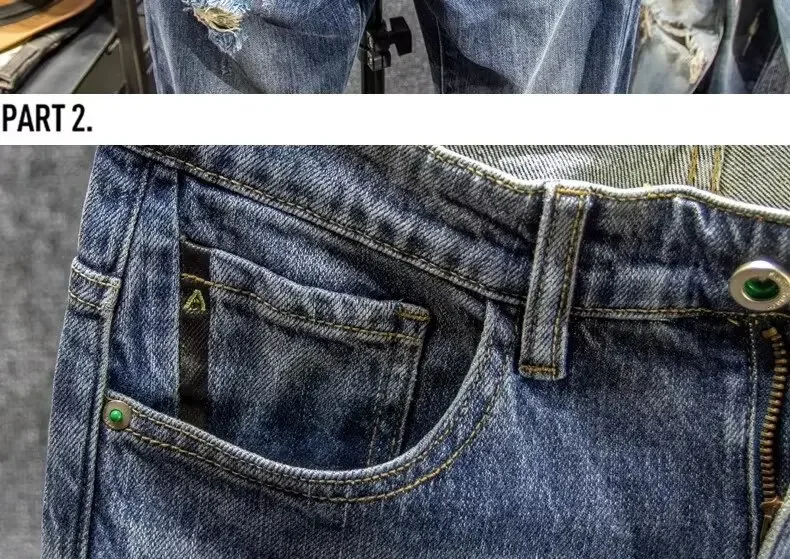 Description Picture 6 of itemMen's Trendy Jeans Soft Flexible Slim Fit Casual Trousers Korean Style Versatile Pants Smooths Your Silhouette