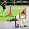 2 in 1 Tee Ball Set toy for Baseball Tee, including 10 balls、Step on Pitching Machine、Batting Tee． Outdoor toys for aged 3-8 5