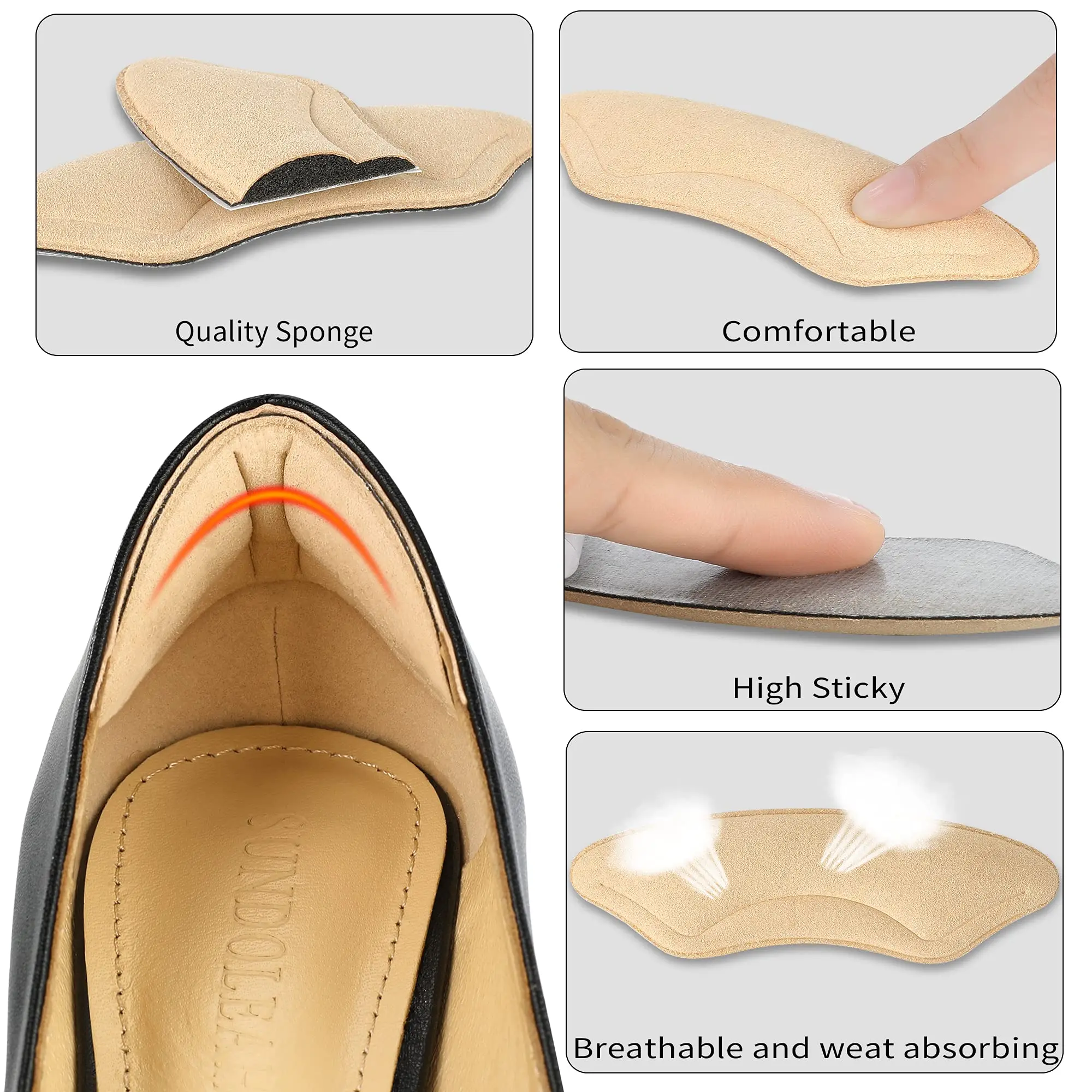 Orthopedic Insoles Heel Insoles Shoe Inserts 12PCS Heel Insoles Pain Relief Cushion Anti-wear Adhesive Feet Care Pads Heel Sticker Liner Grips Crash Insole Patch Insert