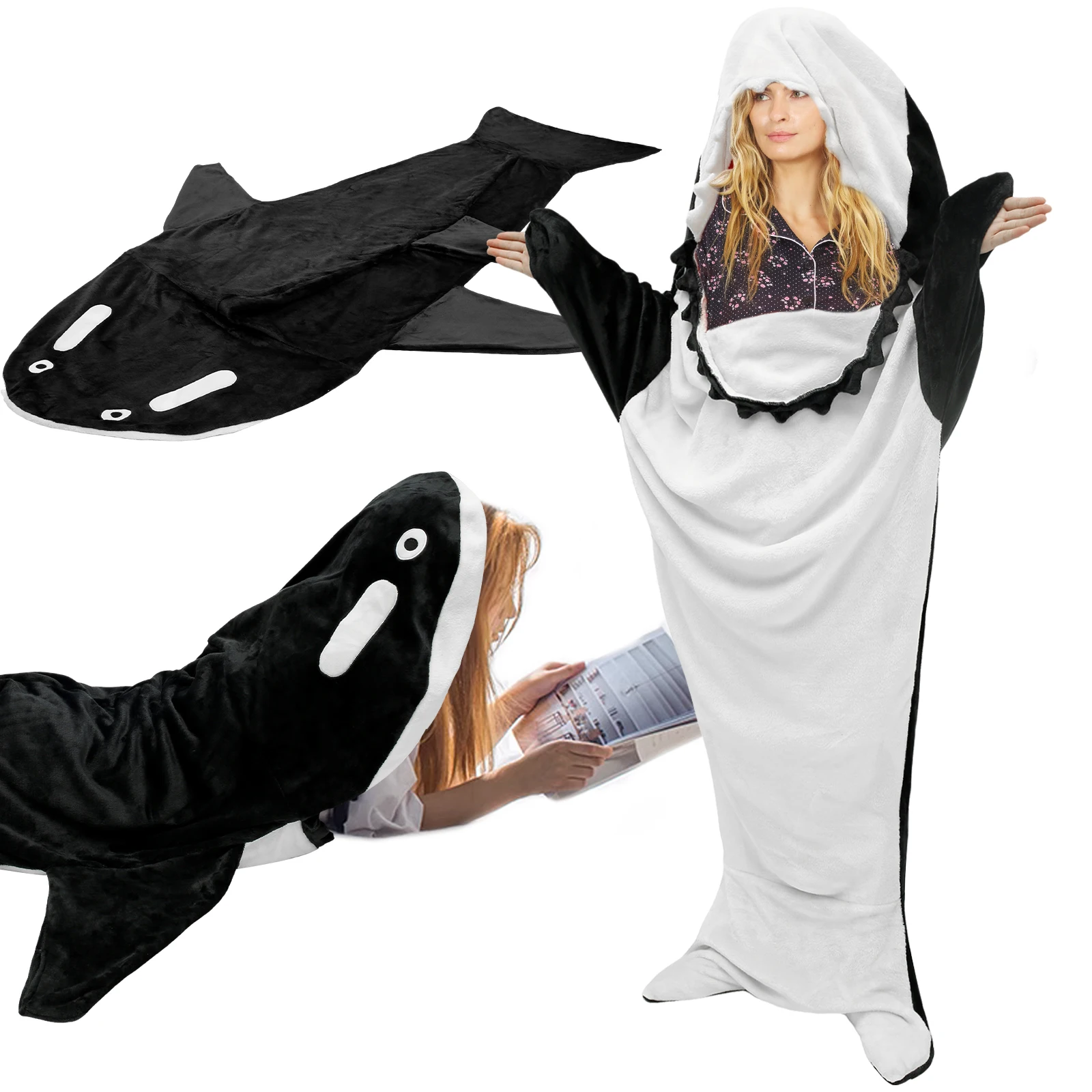 

Whale Blanket Hoodie Flannel Whale Wearable Blanket Super Soft Cozy Whale Tail Blanket Cute Animal Blanket Sleeping Bag Warm