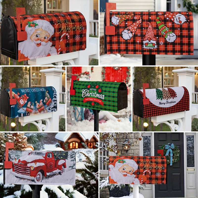 Christmas Mailbox Cover Winter Snowflake Mail Wraps Cover Decorative Letter Box Outdoor Garden Decor Mailbox Wrap