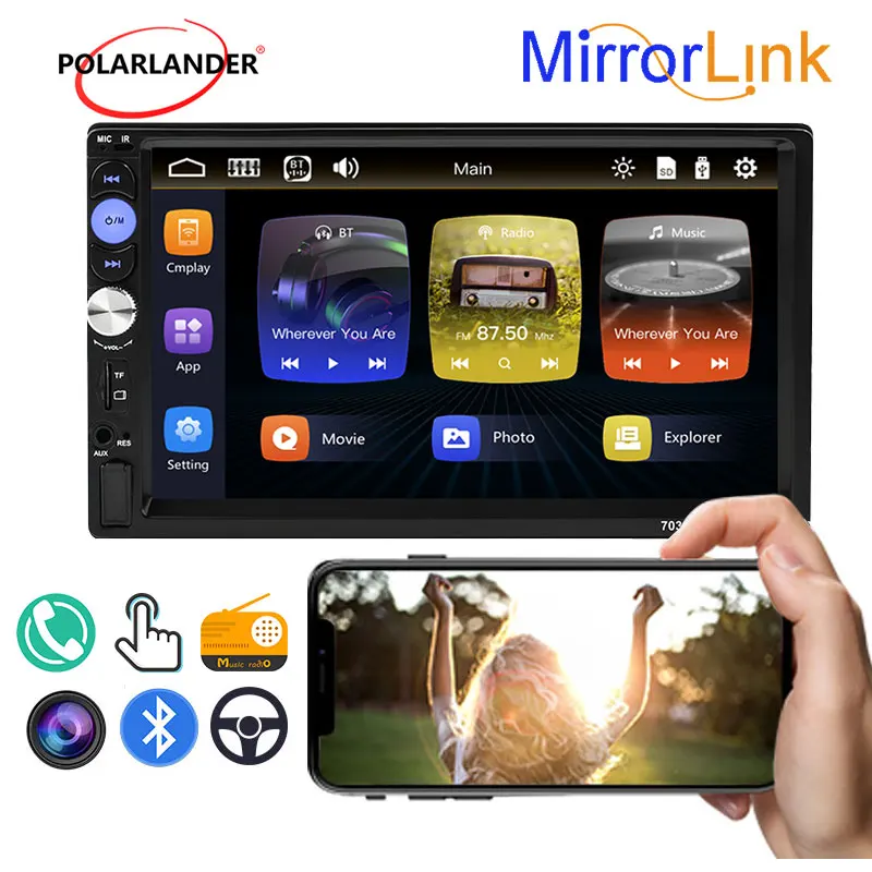 

Automotive multimedia Capacitive Touch Screen MirrorLink Stereo Receiver Universal Apple Carplay Android Auto Car Radio 2Din 7''