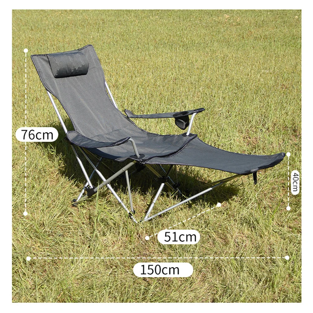 Outdoor Folding Camp Chair Backrest With Footrest Portable Bed
